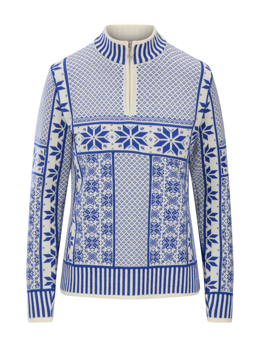 Dale Of Norway VARDÅSEN Damen – Offwhite - Ultramarine – Packshot – 96361_A00_Vardaasen_fem_sweater