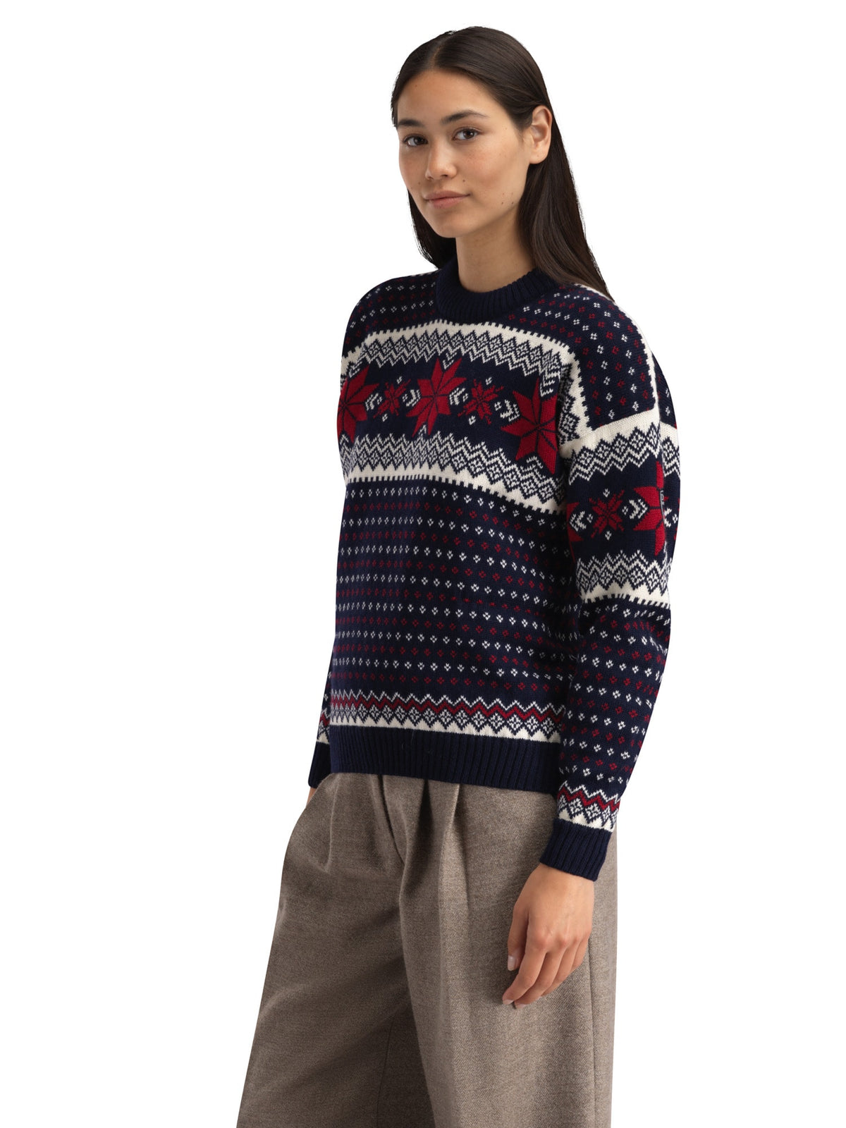 Dale Of Norway EGERSUND Damen – Marine - Offwhite - Red Rose – Studio 2