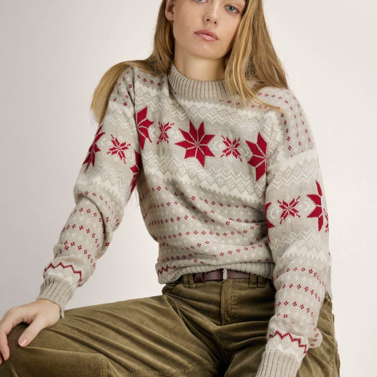 Dale Of Norway EGERSUND Damen – Sand Melange - Offwhite - Red Rose – Studio 4