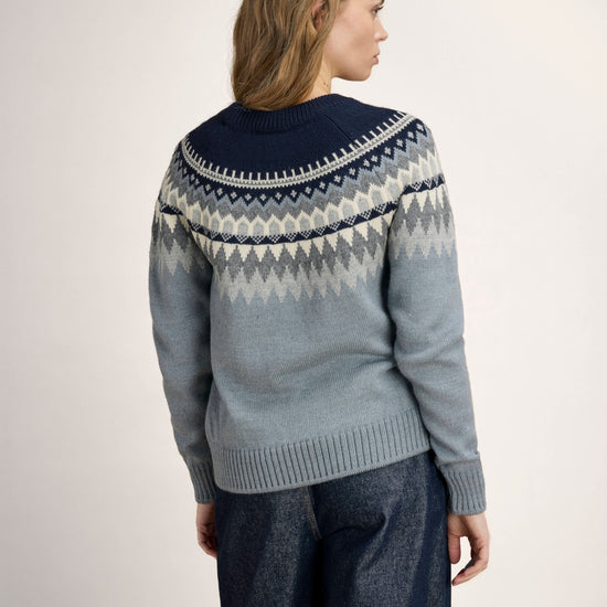 Dale Of Norway LOSNA Wollpullover Damen – Mid Blue Melange - Light Charcoal - Offwhite