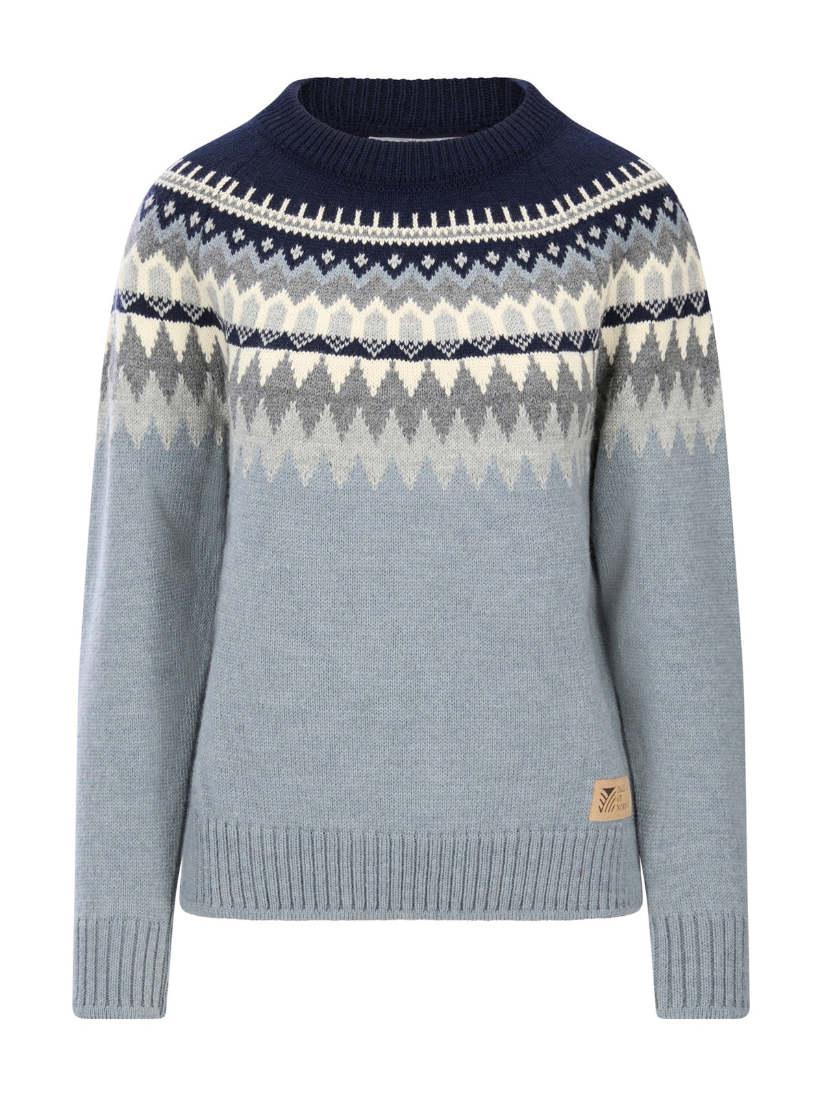 Dale Of Norway LOSNA Wollpullover Damen – Mid Blue Melange - Light Charcoal - Offwhite