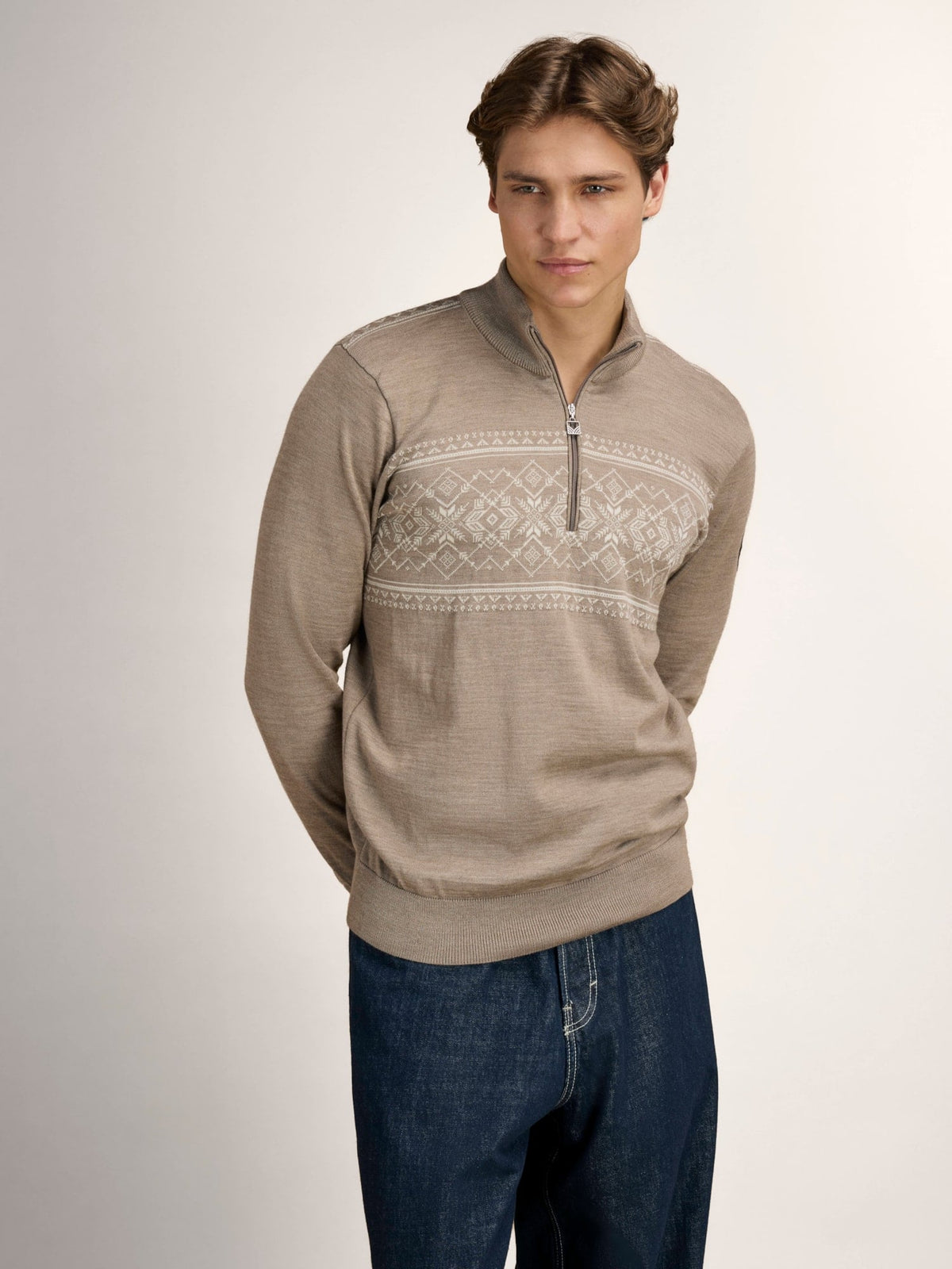 Dale Of Norway LIASET Merino-Pullover Herren – Mountainstone - Offwhite