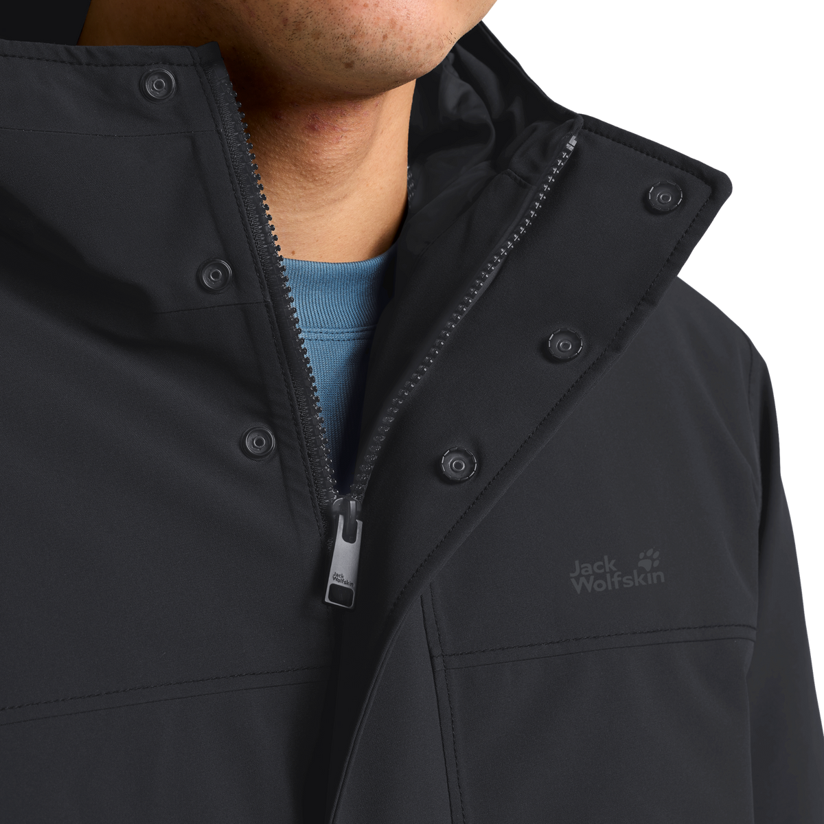 Jack Wolfskin COLD CAMP COAT Herren in Black – Materialdetail