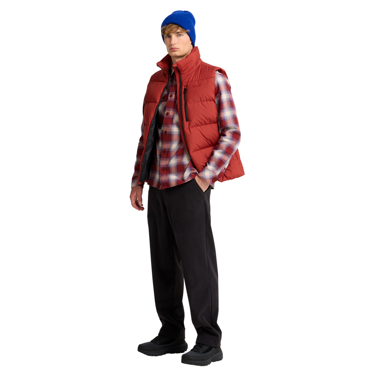Jack Wolfskin BAJA FLANNEL SHIRT M Check Merlot – Studioansicht