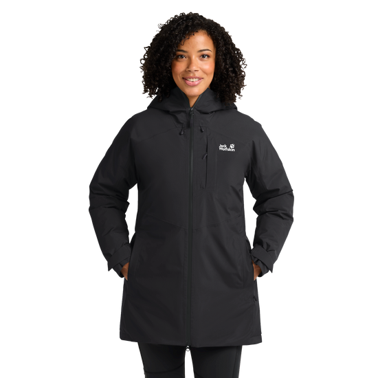 Jack Wolfskin ICECAPE 2L DOWN INS Damen-Daunenjacke Black – Studioansicht vorn