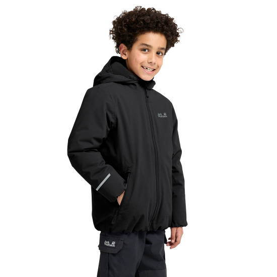 Jack Wolfskin GO GLOW JKT K Kinder Winterjacke Black – Detailansicht