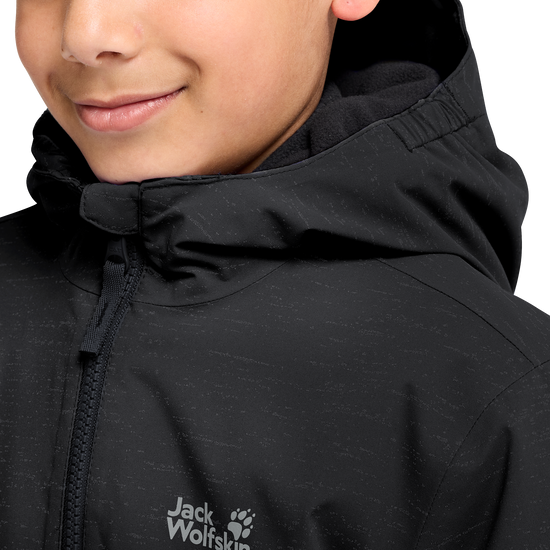 Jack Wolfskin GO GLOW JKT K Kinder Winterjacke Black – Detailansicht