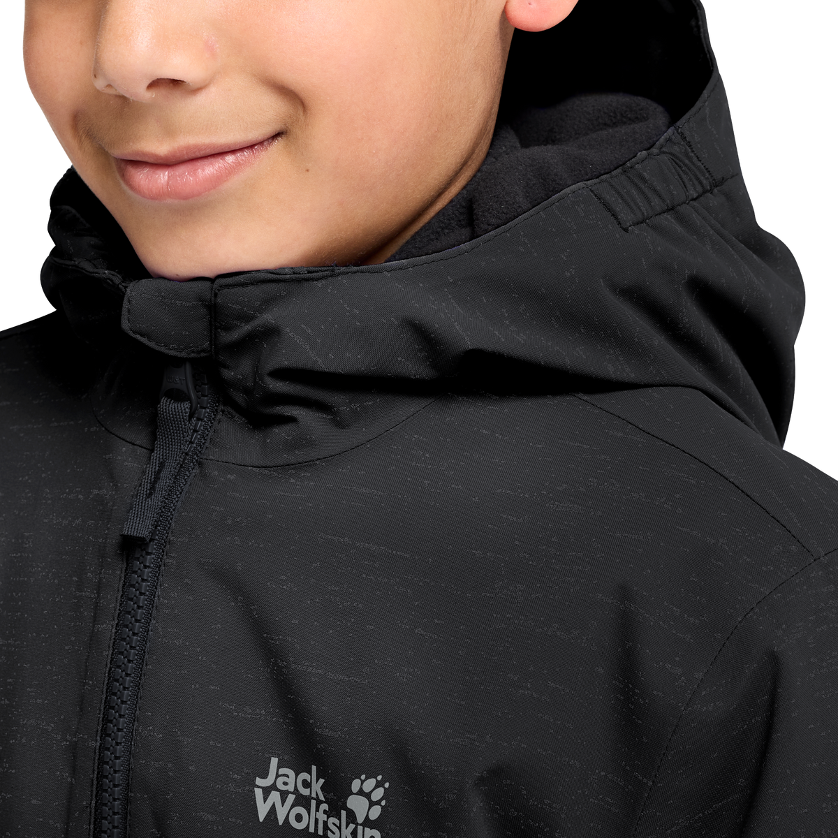 Jack Wolfskin GO GLOW JKT K Kinder Winterjacke Black – Detailansicht