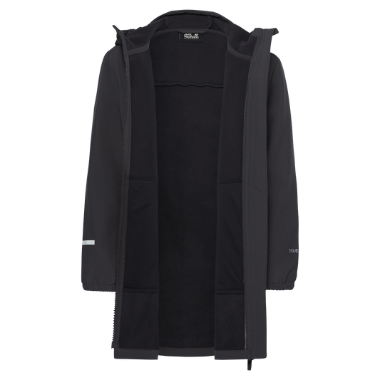 Jack Wolfskin FOURWINDS COAT K Kinder Softshellmantel – Black – Rückansicht