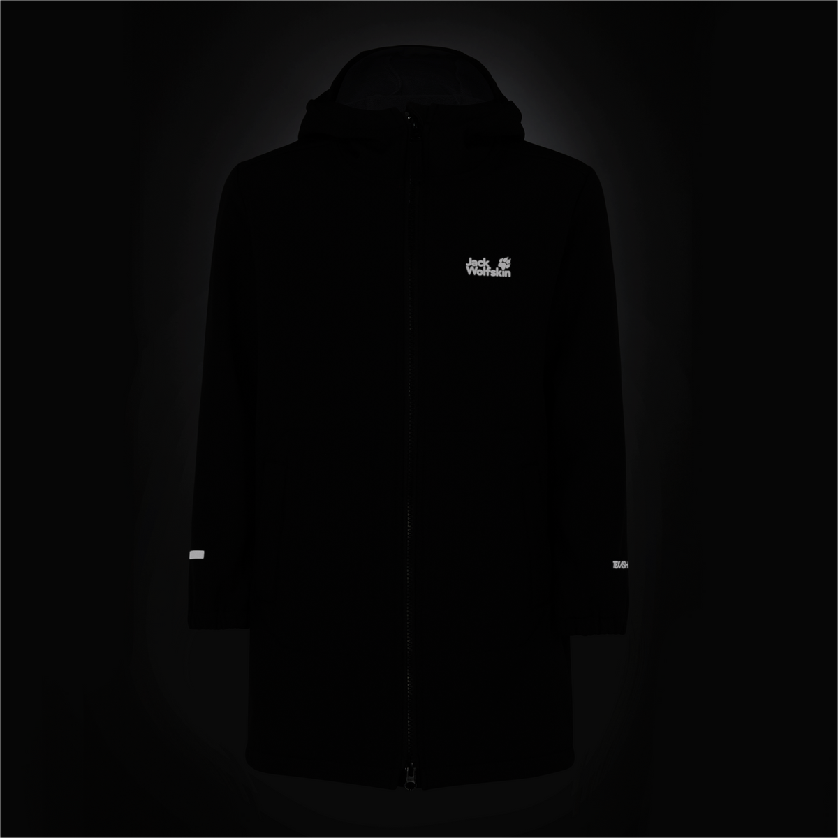 Jack Wolfskin FOURWINDS COAT K Kinder Softshellmantel – Black – Packshot Detail