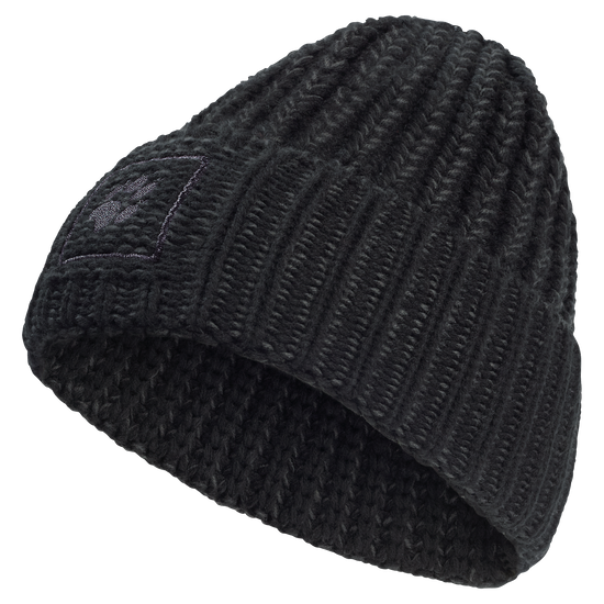 Jack Wolfskin BADGE PAW BEANIE Black Frontansicht