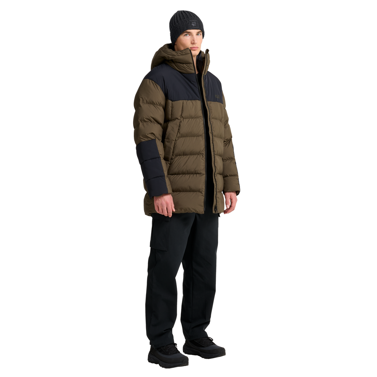 Jack Wolfskin BADGE PAW BEANIE Black Studioansicht 2