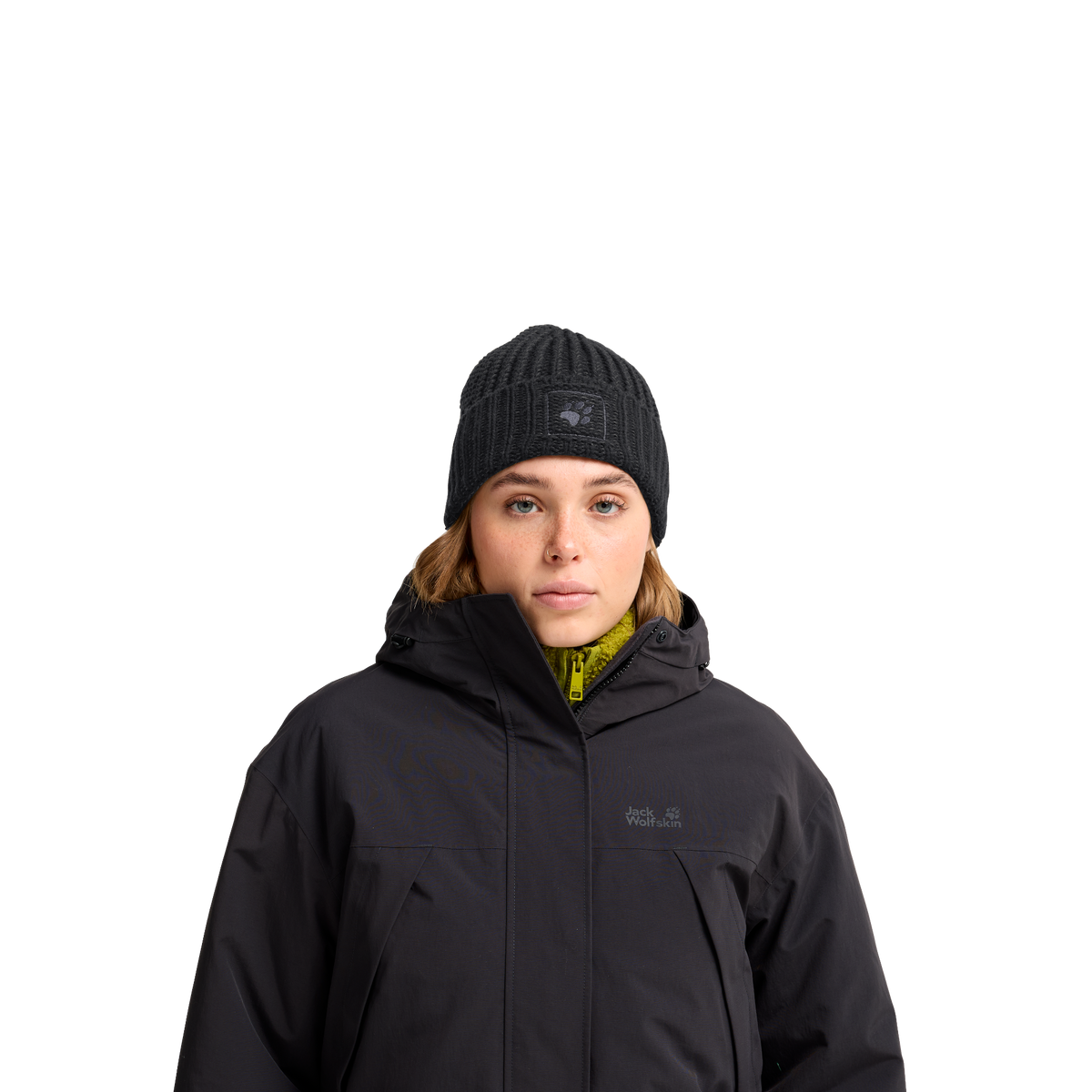 Jack Wolfskin BADGE PAW BEANIE Black Studioansicht 4
