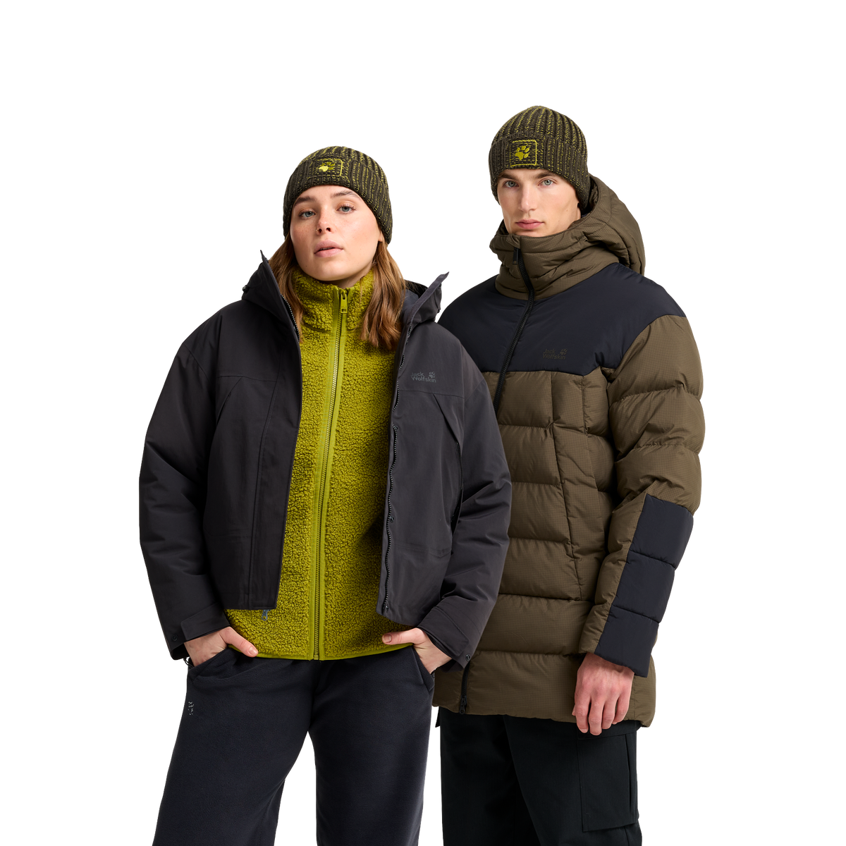 Jack Wolfskin BADGE PAW BEANIE Obsidian Moss Studioansicht 1