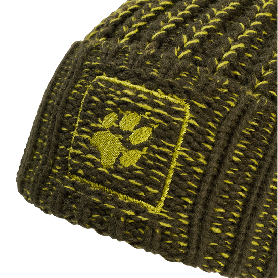 Jack Wolfskin BADGE PAW BEANIE Obsidian Moss Detailansicht