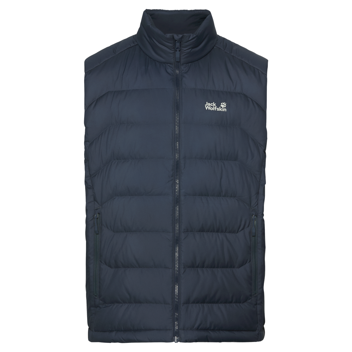 Jack Wolfskin WILD PASS DOWN VEST M RDS Herren Daunenweste Midnight Sky – Packshot Vorderansicht