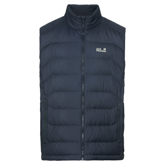 Jack Wolfskin WILD PASS DOWN VEST M RDS Herren Daunenweste Midnight Sky – Packshot Vorderansicht