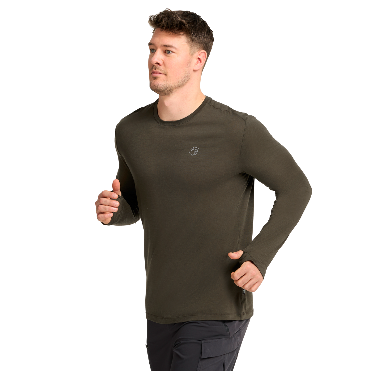 Jack Wolfskin WOOL LS M Herren Langarmshirt – Obsidian Moss – 1-ma100