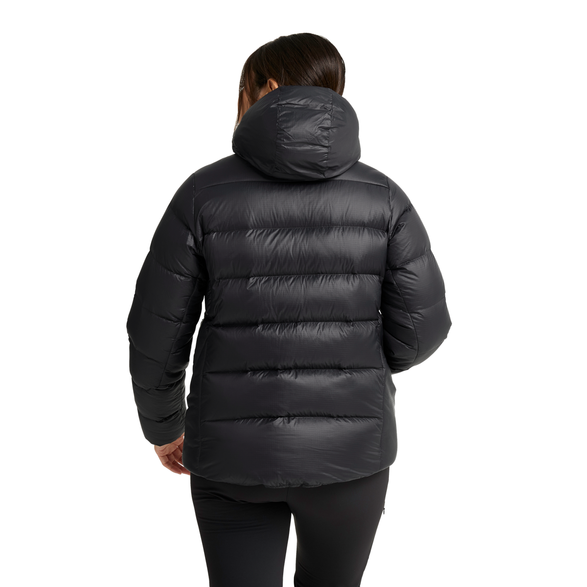 Jack Wolfskin SNOWDRIFT DOWN Damen-Daunenjacke Black – Studioansicht hinten