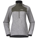 Bergans KAMPHAUG KNITTED W HALF ZIP - Chalk Sand - Green Mud XS Oberbekleidung - PeakStyle