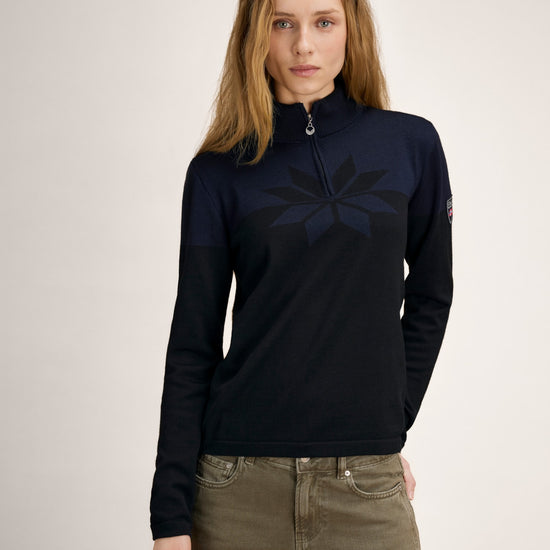 Dale Of Norway BREIDABLIKK Merino-Pullover Damen | Black - Navy | Studio | DALE-96401-C00-00