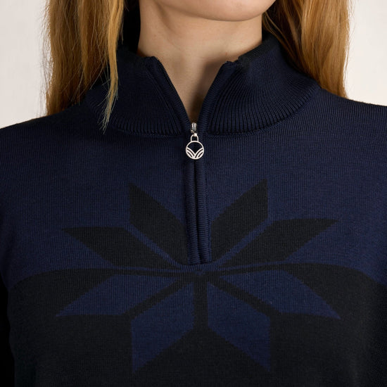 Dale Of Norway BREIDABLIKK Merino-Pullover Damen | Black - Navy | Detail | DALE-96401-C00-04