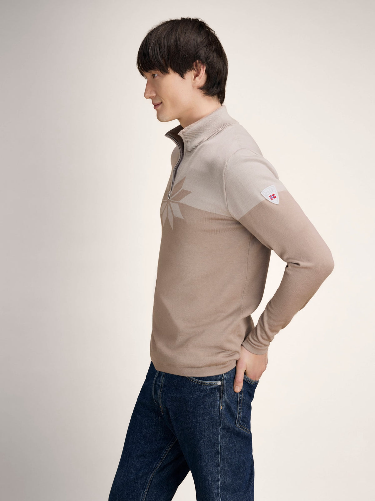 Dale Of Norway BREIDABLIKK Merino-Pullover Herren | Brown - Beige | Studio | DALE-96431-P00-01