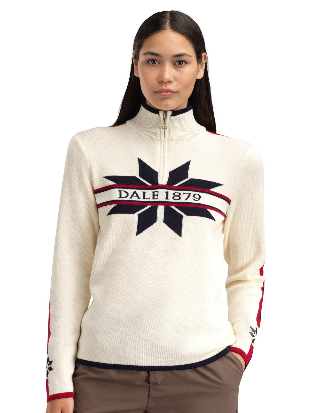 Dale Of Norway NÅLE Merino-Pullover Damen | Offwhite - Navy - Red Rose | Studio | DALE-96441-A00-00