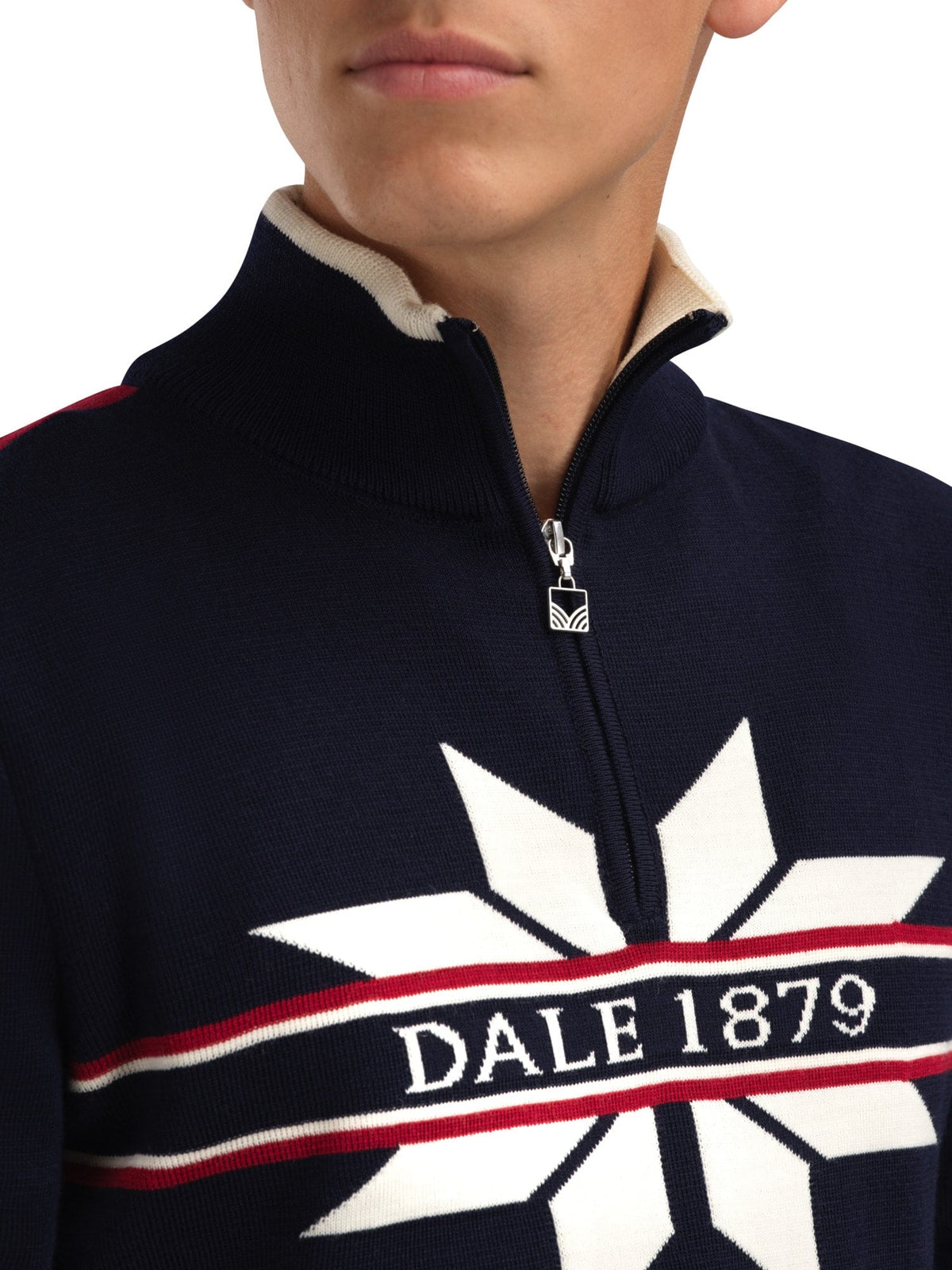 Dale Of Norway NÅLE Merino-Pullover Herren | Marine - Offwhite | Detail | DALE-96471-C00-05