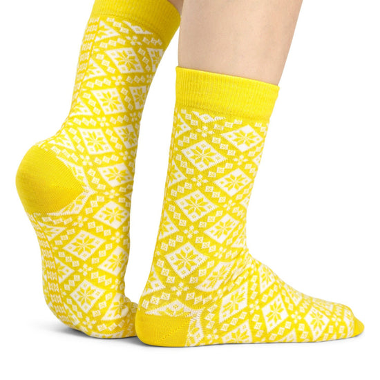 Calcetines Dale Of Norway BJORØY amarillos y blanco roto M - PeakStyle
