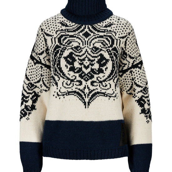 Dale Of Norway BLOMDALEN FEM SWEATER Off-white Black Navy XL - PeakStyle