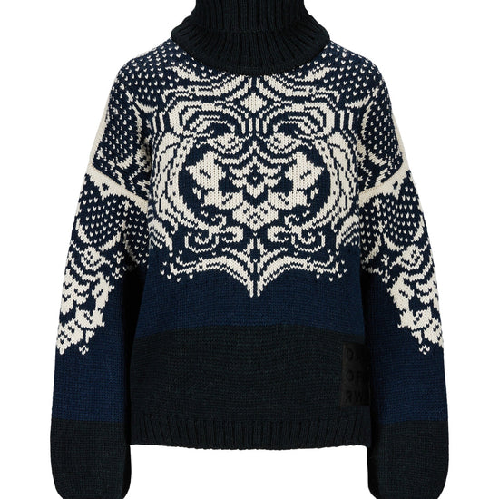 Dale Of Norway BLOMDALEN FEM SWEATER Blue Off-white Black XL - PeakStyle