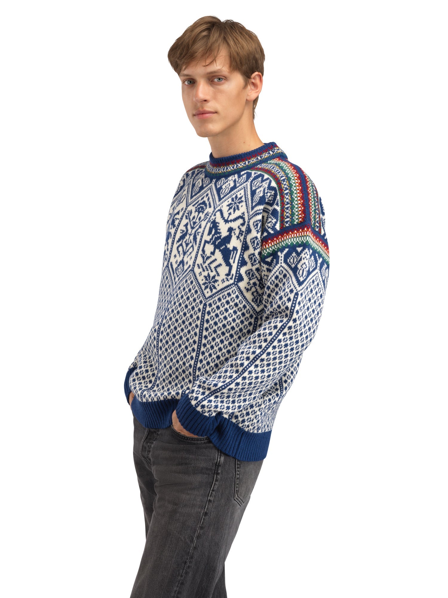Dale Of Norway M 1994 MASC SWEATER Indigo Mustard Botttlegreen XXL - PeakStyle