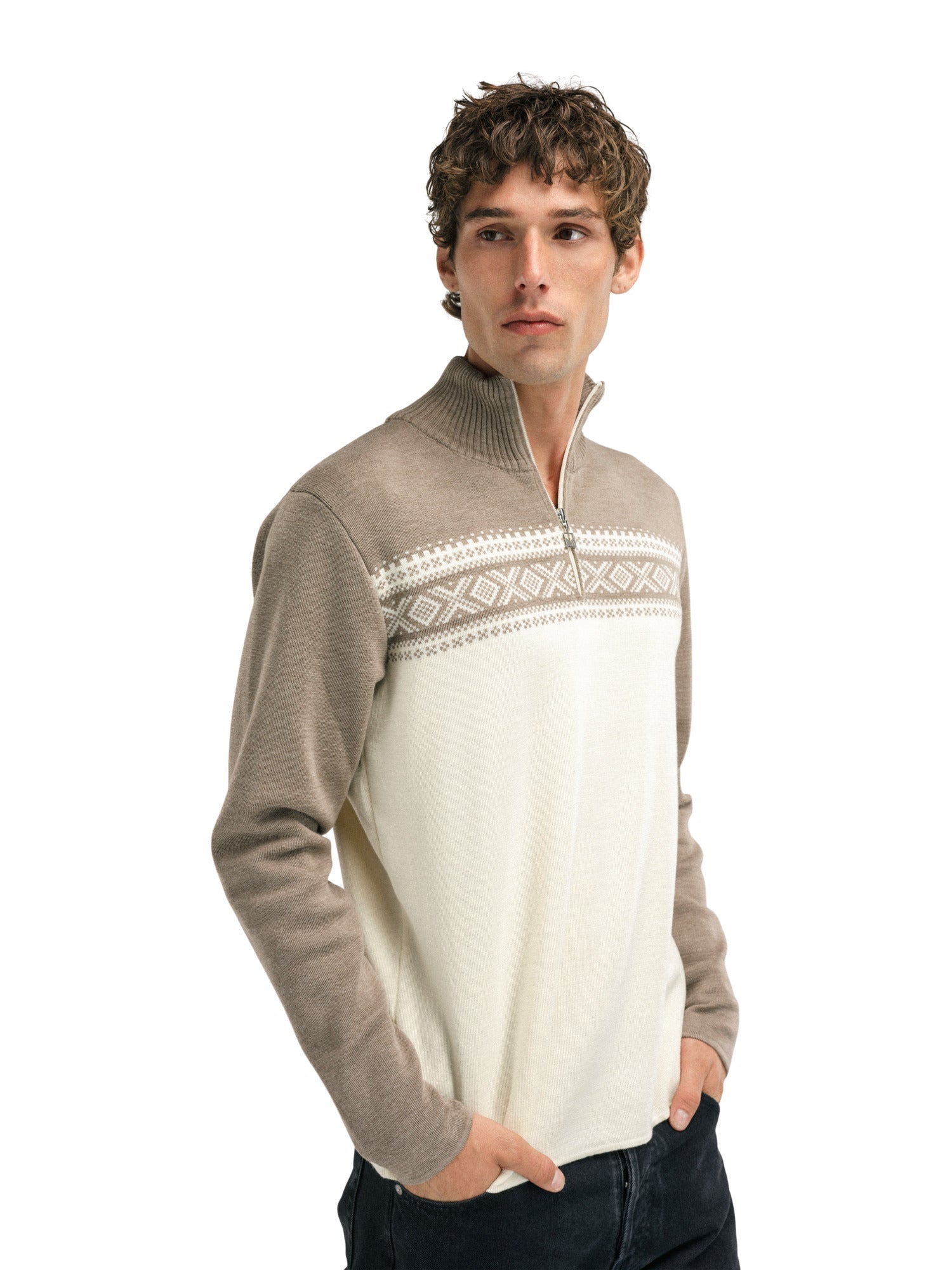 Dale Of Norway M DALESTØLEN MASC SWEATER Mountainstone Off-white S - PeakStyle