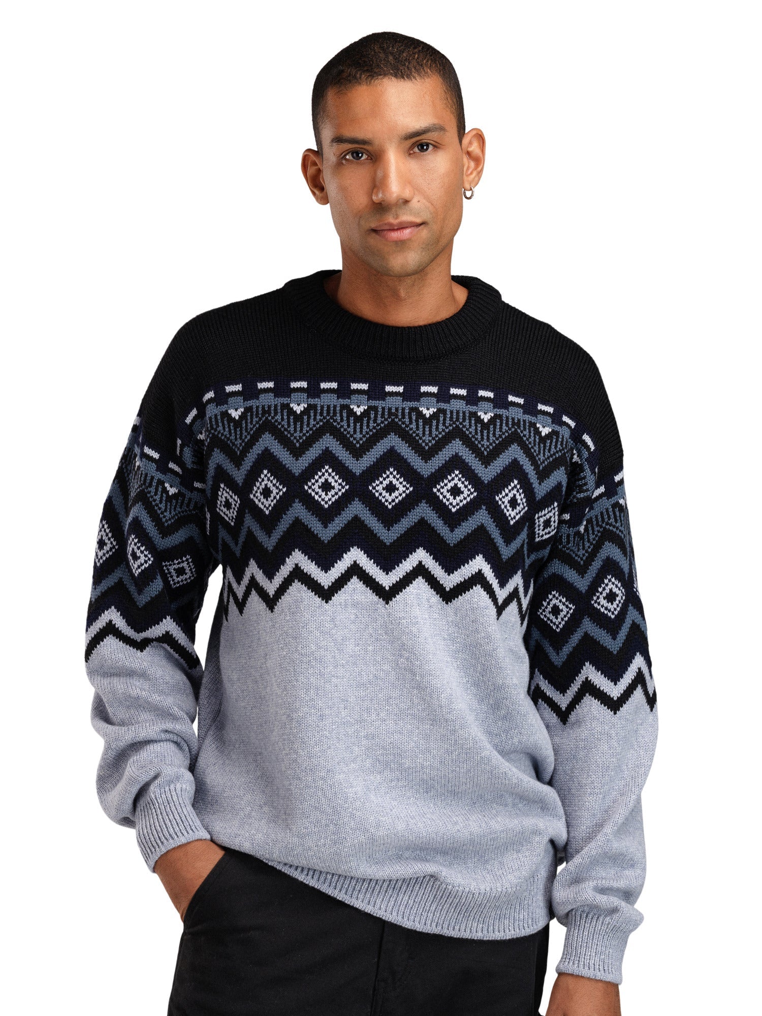 Dale Of Norway M RANDABERG MASC SWEATER Azul claro Mel. Negro acero XXL - PeakStyle