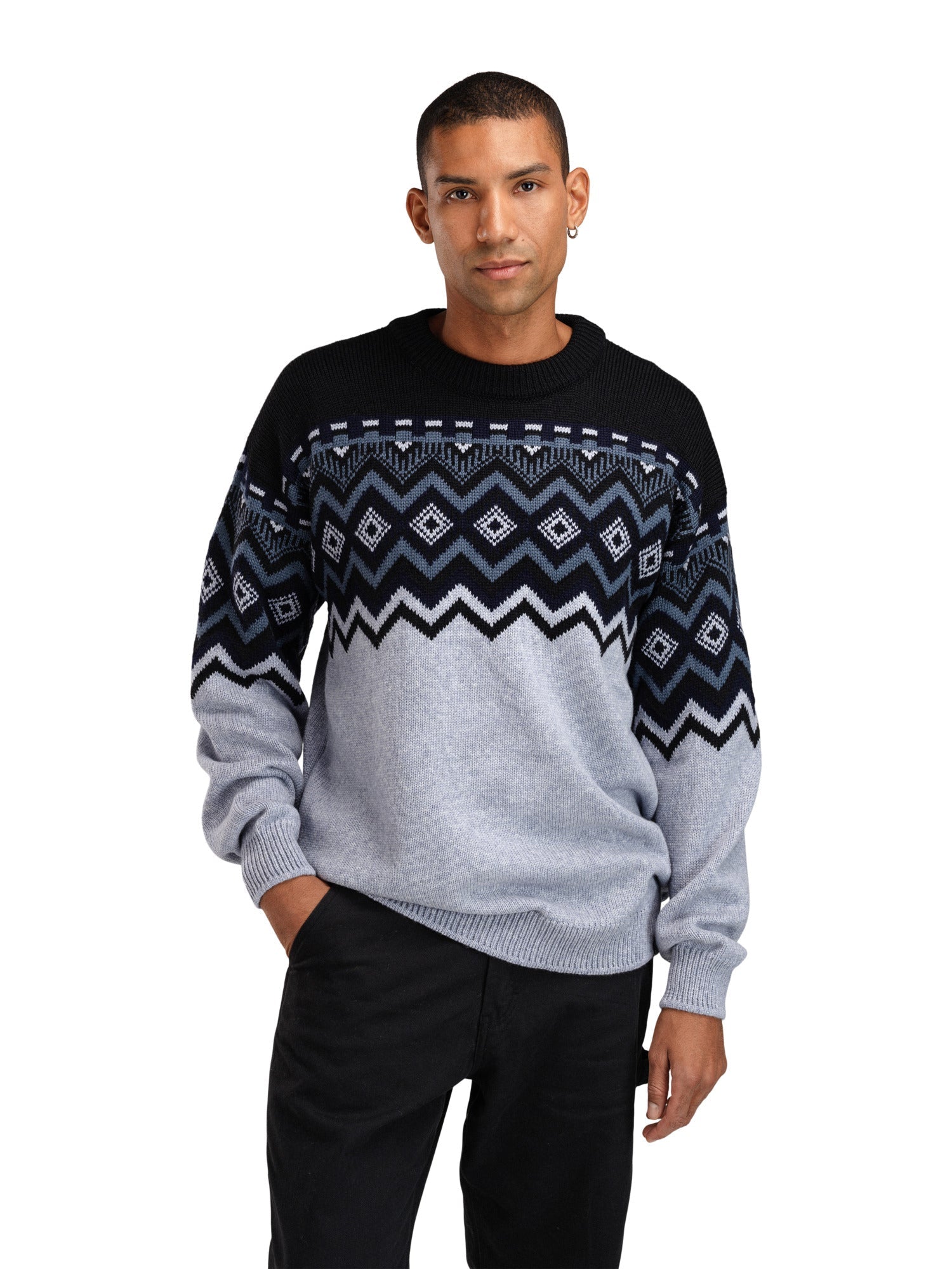 Dale Of Norway M RANDABERG MASC SWEATER Azul claro Mel. Negro acero XXL - PeakStyle