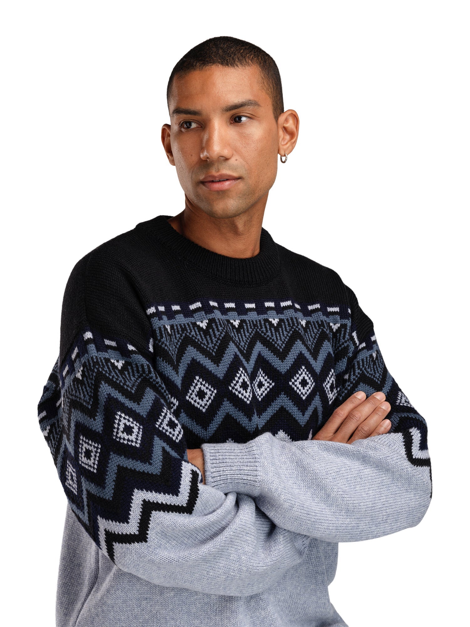 Dale Of Norway M RANDABERG MASC SWEATER Azul claro Mel. Negro acero XXL - PeakStyle
