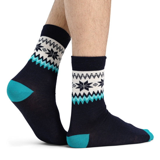 Dale Of Norway MYKING SOCKS Blu navy Turchese Bianco sporco L - PeakStyle