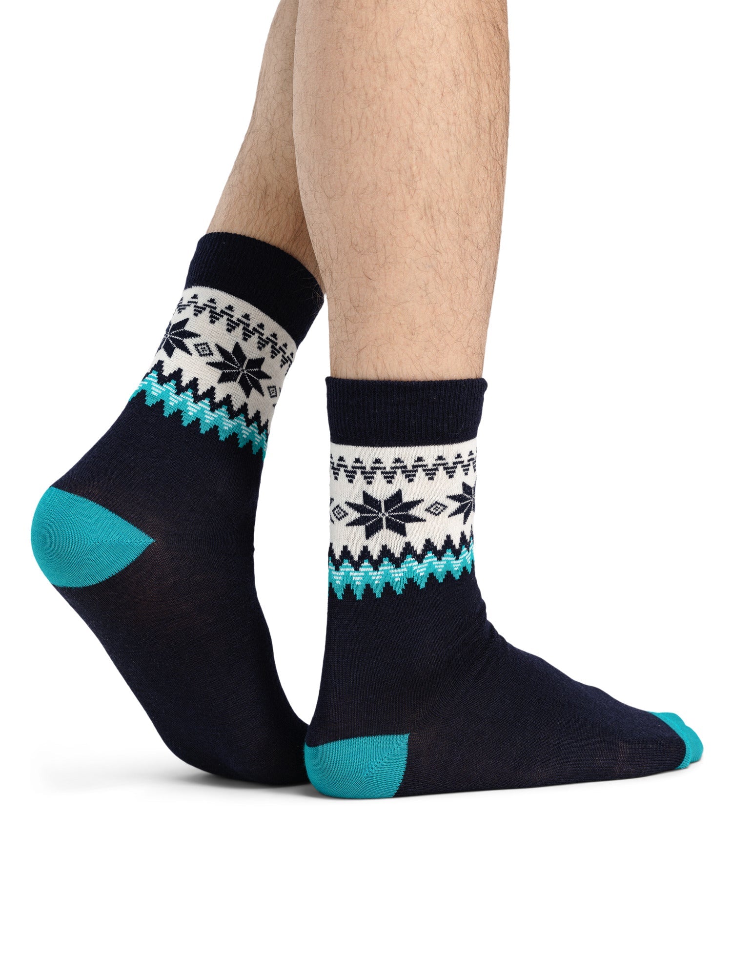 Dale Of Norway MYKING SOCKS Blu navy Turchese Bianco sporco L - PeakStyle