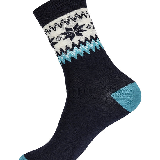 Dale Of Norway MYKING SOCKS Blu navy Turchese Bianco sporco L - PeakStyle