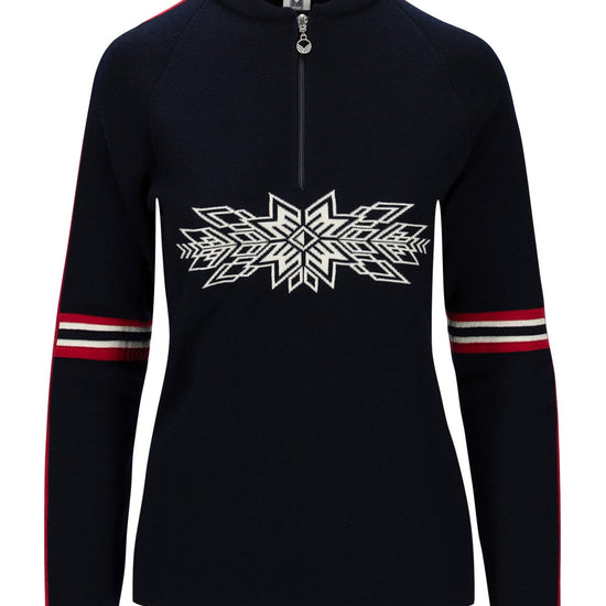 Dale Of Norway SPIRIT FEM SWEATER Navy Offwhite Raspberry M - PeakStyle