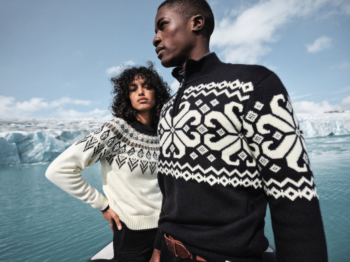 Dale Of Noorwegen SULA Wollen Trui Dames Offwhite - Koffie - Zandsteen Lifestyle