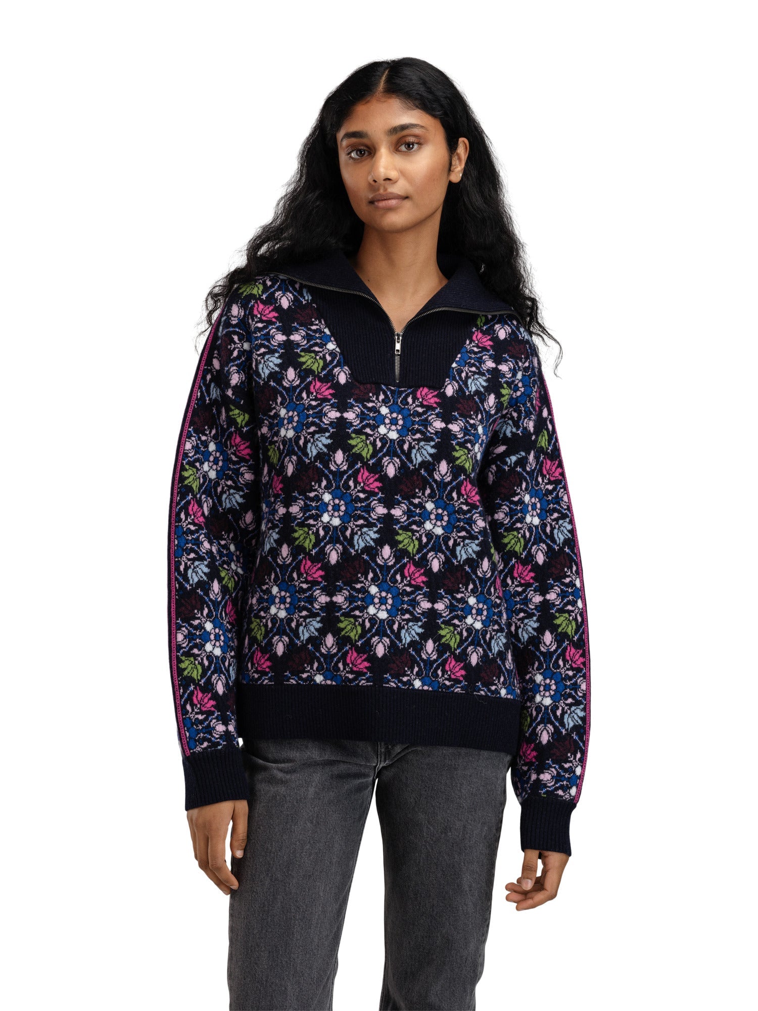Dale Of Norway W FJÆRE FEMININE SWEATER Navy Ultra Marine Pink XL - PeakStyle
