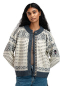 Dale Of Norway W HANNAH FEM. CARDIGAN Blanc cassé Acier Charbon clair XL - PeakStyle
