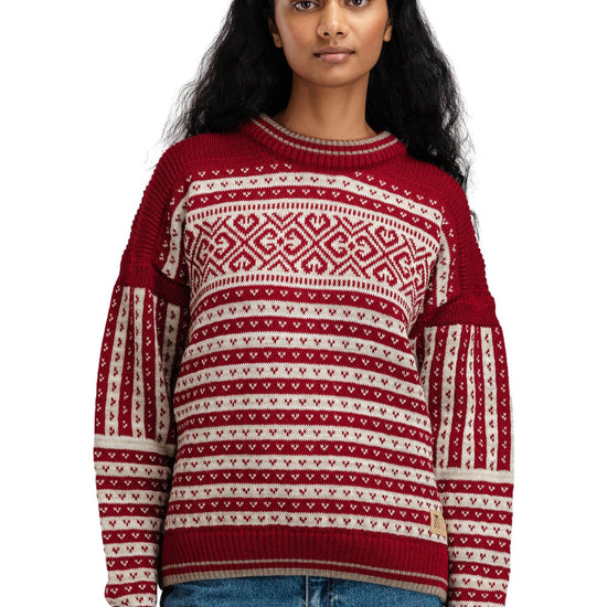 Dale Of Norway W RAMBERG FEM SWEATER Redrose Mountainstone SandMel XL - PeakStyle