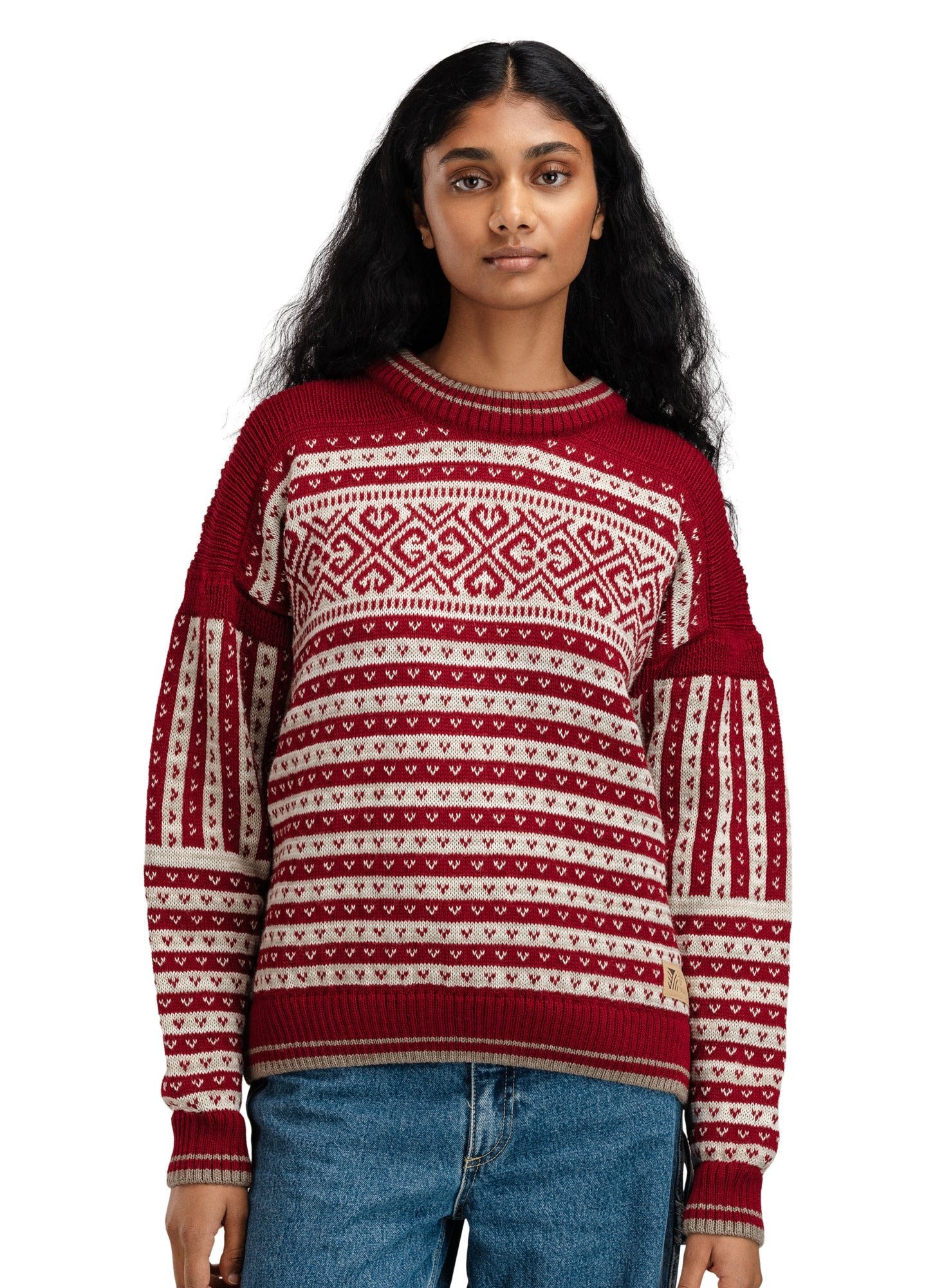 Dale Of Norway W RAMBERG FEM SWEATER Redrose Mountainstone SandMel XL - PeakStyle