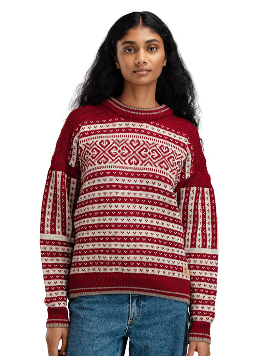 Dale Of Norway W RAMBERG FEM SWEATER Redrose Mountainstone SandMel XL - PeakStyle