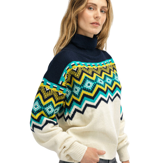 Dale Of Norway W RANDABERG FEM SWEATER OffWhite Navy Peacock XL - PeakStyle