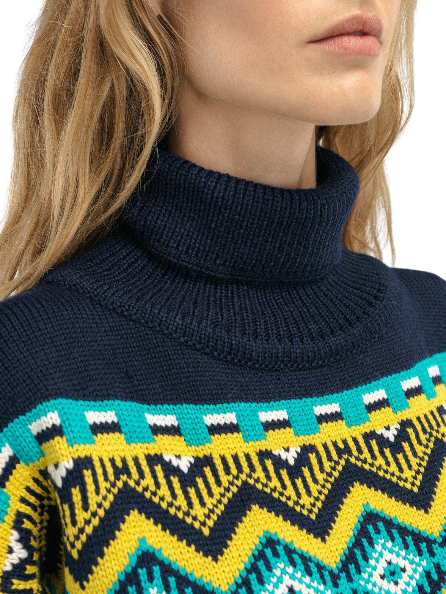 Dale Of Norway W RANDABERG FEM SWEATER OffWhite Navy Peacock XL - PeakStyle