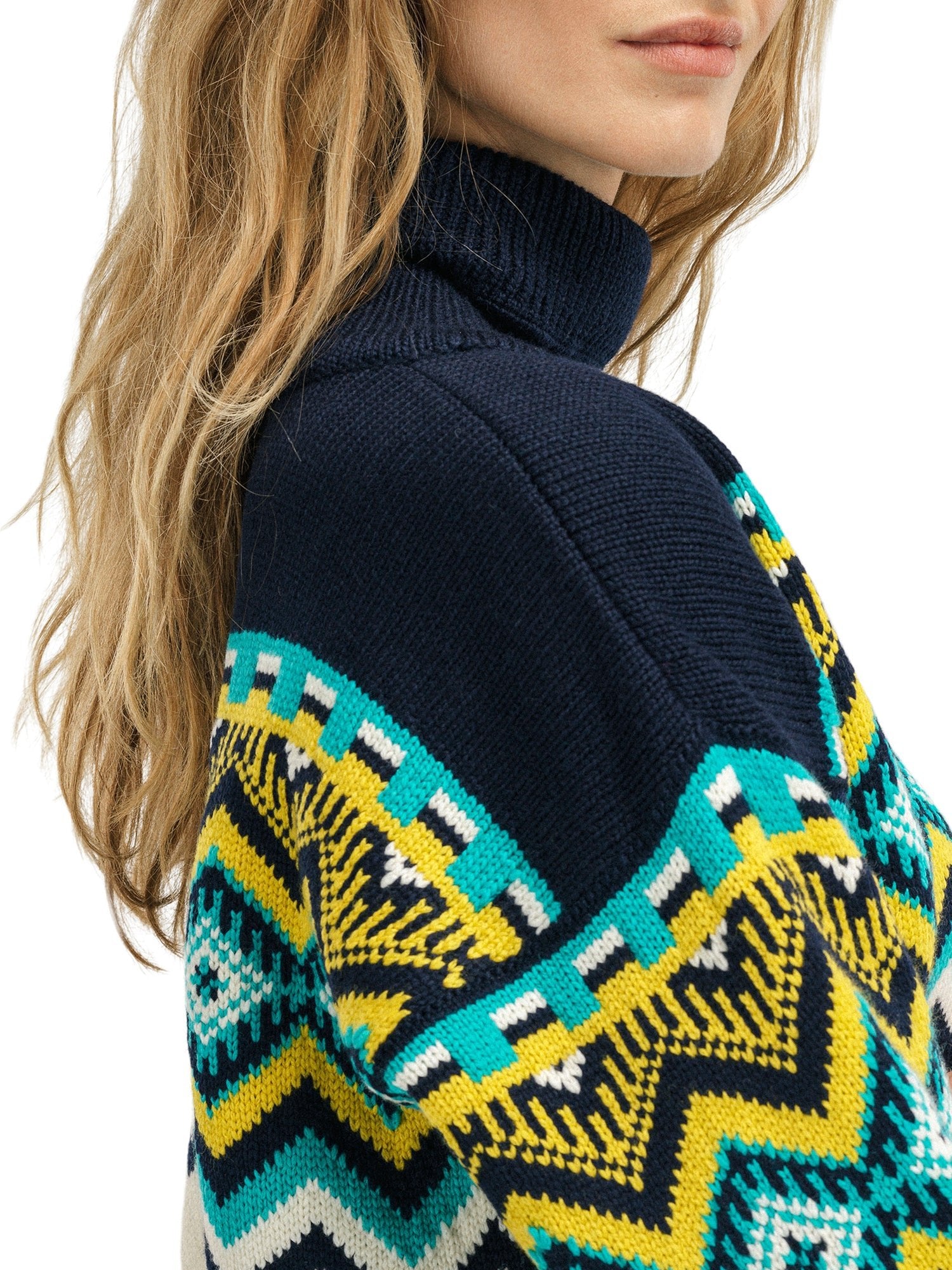 Dale Of Norway W RANDABERG FEM SWEATER OffWhite Navy Peacock XL - PeakStyle